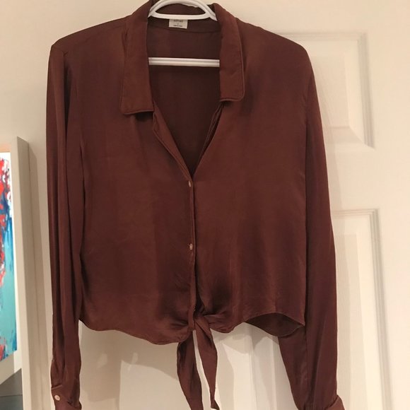 Aritzia Wilfred Tie-Front Blouse - Picture 1 of 7